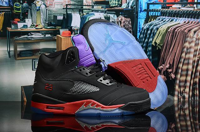 (image for) Air Jordan 5 Top 3 CZ1786-001 Men's Shoes Black Red-12